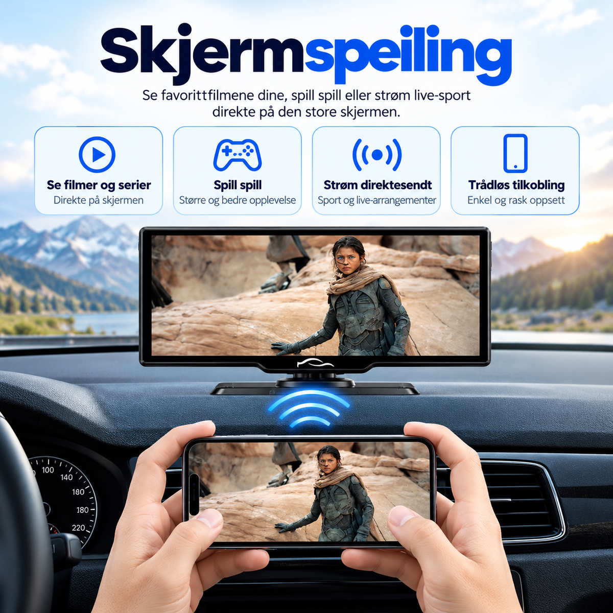 CarView Max™ – Smart bilskjerm med Apple CarPlay og Android Auto