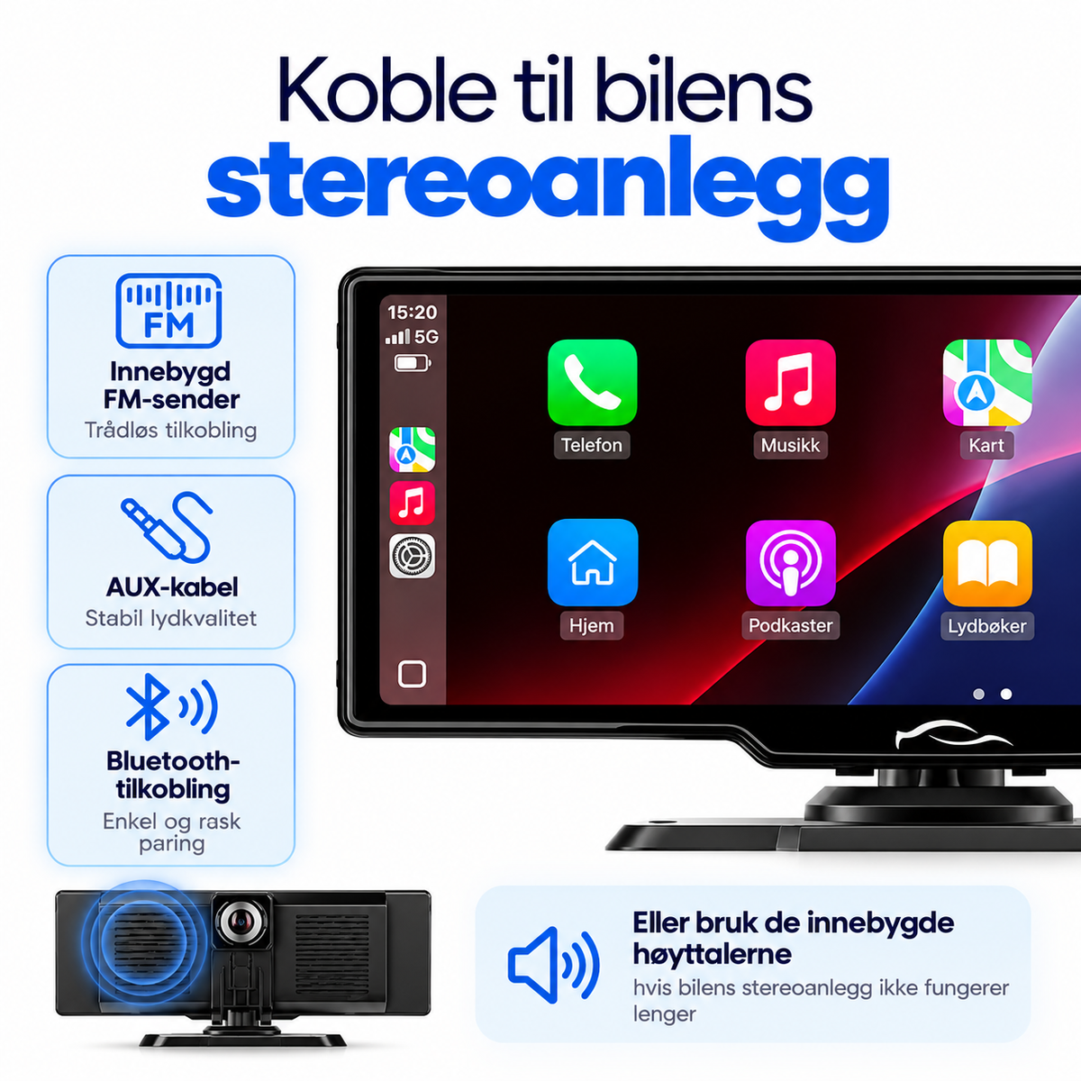 CarView Max™ – Smart bilskjerm med Apple CarPlay og Android Auto